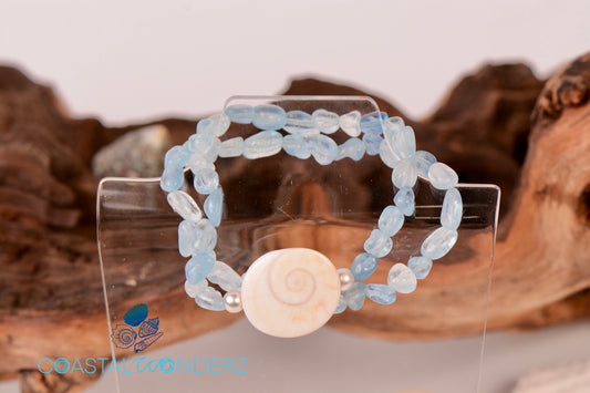 "Shiva" Aquamarine Stretch Bracelet Set