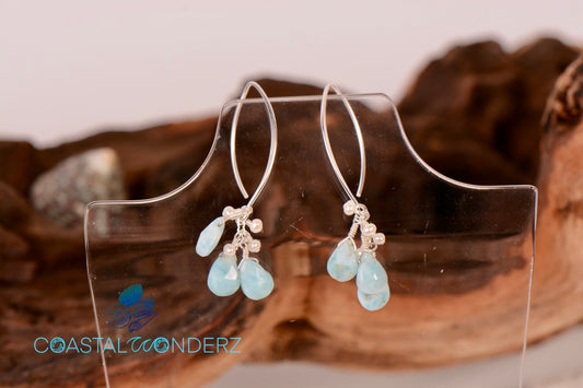 "Ayer" Larimar Earrings with Pearls