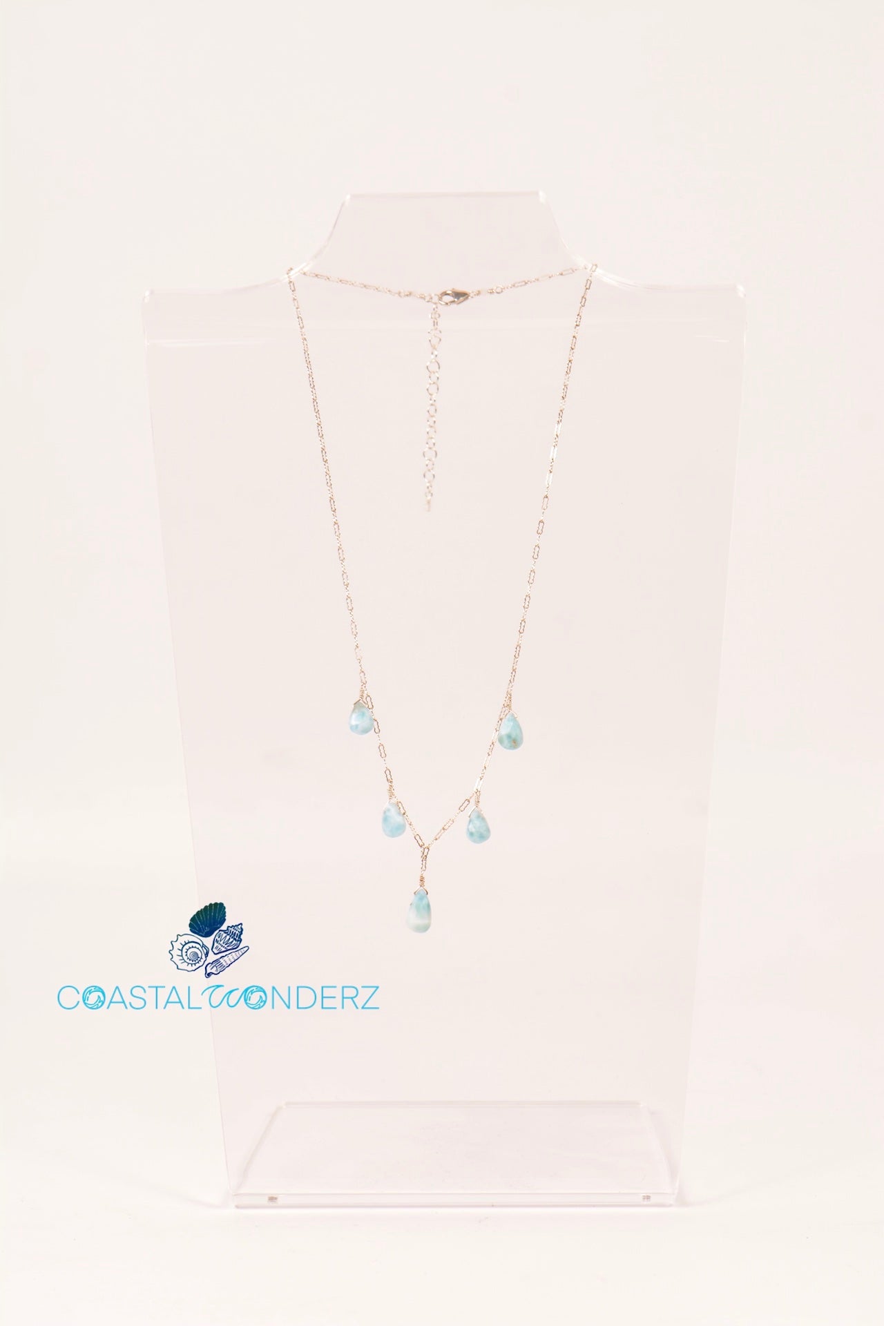 "Davina" Larimar Drop Necklace with Sterling Silver