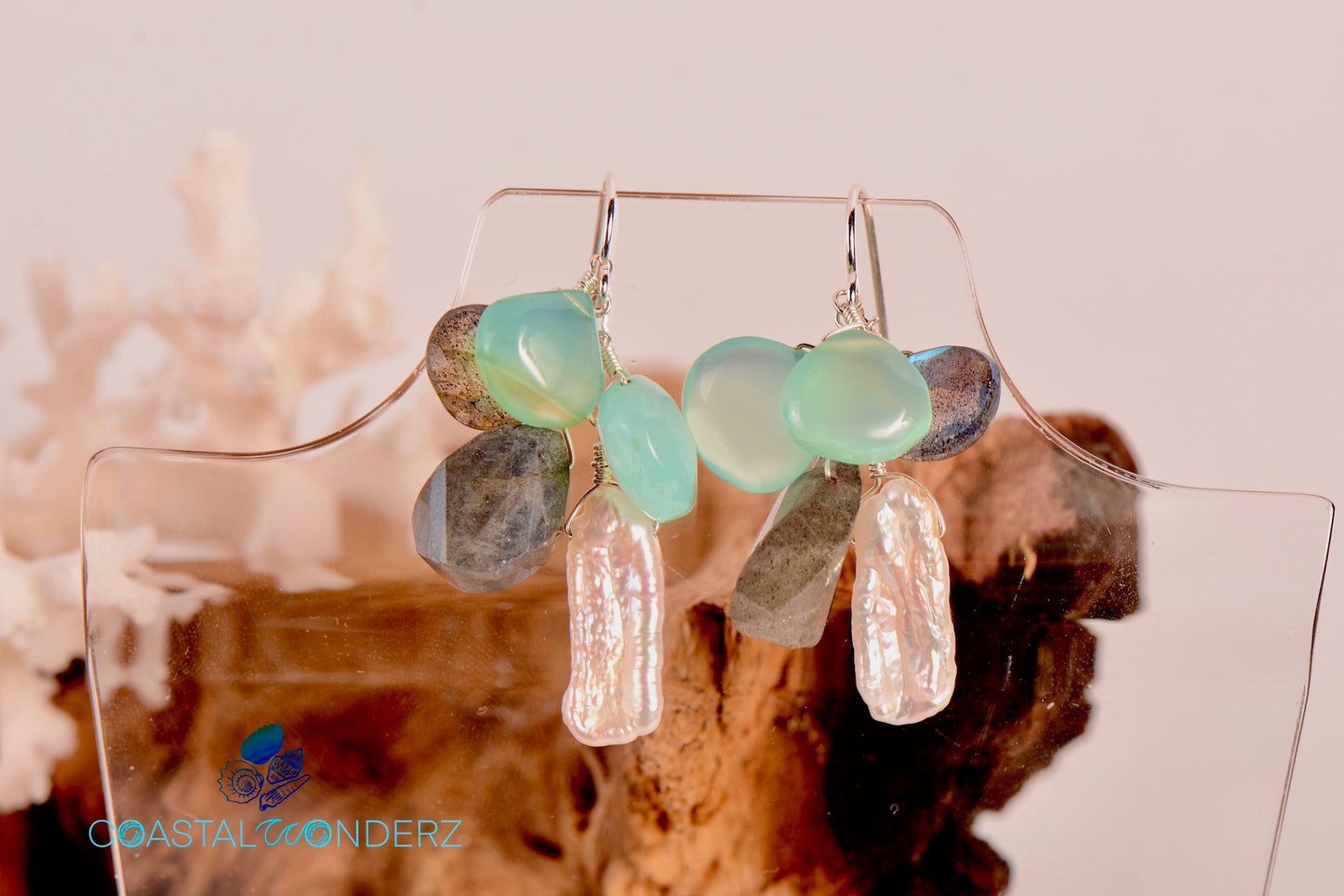 "Playa" Earrings with Chalcedony and Labradorite